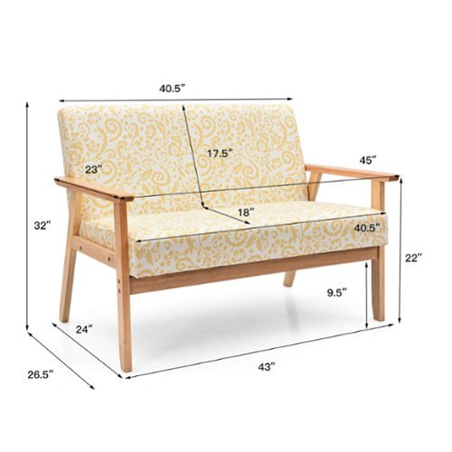 【 Saruwa2♡  】 Costway Modern Fabric Loveseat Sofa Couch Upholstered 2 Seat
