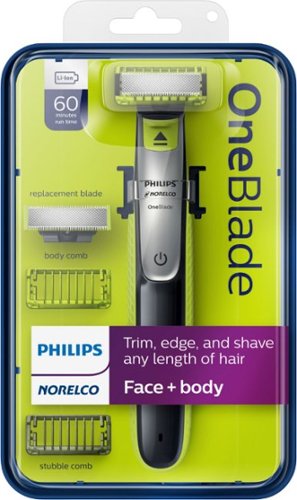 Philips Norelco OneBlade Face + Body hybrid electric trimmer and shaver, QP2630/70 - Black, Green, Silver WORLDWIDE DELIVERY