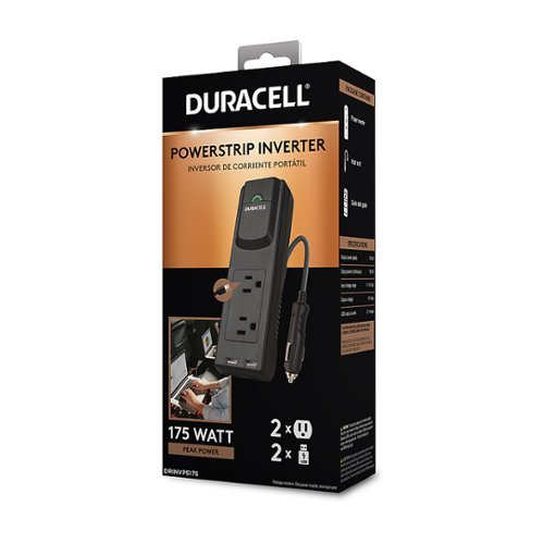 Duracell 175W Power Strip Inverter with Dual USB Ports - Black WHERE TO BUY