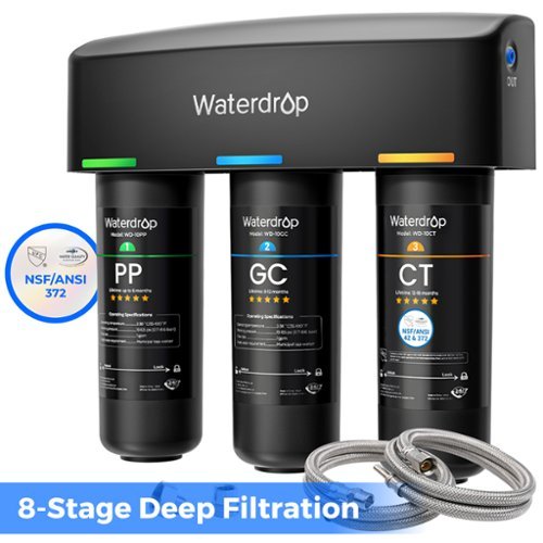 Waterdrop - TSA 8 Layer Under Sink Water Filter System, Under Sink Water Filtration System - Black-Front_Standard 