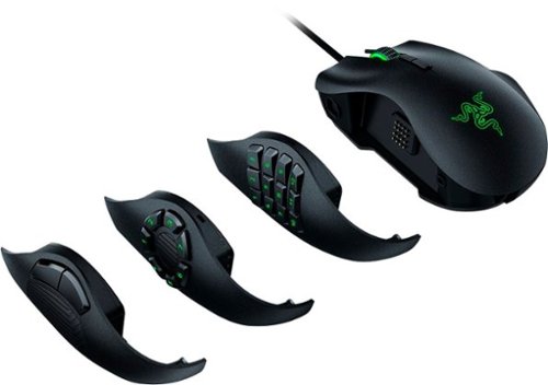 Razer Naga Trinity Wired Optical Gaming Mouse with Interchangeable Side Plates in 2, 6, 12 Button Configurations - Wired - Black WORLDWIDE DELIVERY