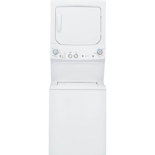 GE - 3.8 Cu. Ft. Top Load Washer and 5.9 Cu. Ft. Electric Dryer Laundry Center - White on white