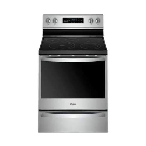 Front. Whirlpool - 6.4 Cu. Ft. Self-Cleaning Freestanding Electric Convection Range - Stainless Steel.