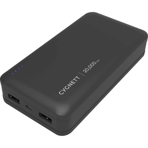 Cygnett - ChargeUp 20,000 mAh Portable Charger for Most USB-Enabled Devices - Black/Gray-Front_Standard