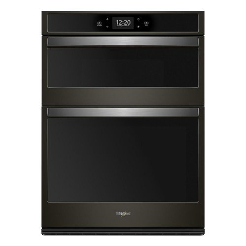 Whirlpool - 27" Double Electric Convection Wall Oven with Built-In Microwave - Black Stainless Steel-Front_Standard 