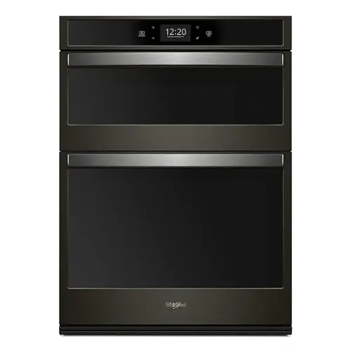 Front. Whirlpool - 27" Double Electric Convection Wall Oven with Built-In Microwave - Black Stainless Steel.