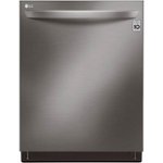 LG - 24" Top Control Built-In Dishwasher with TrueSteam, Wifi, Tub Light and Quiet Operation - Black stainless steel - Front_Standard