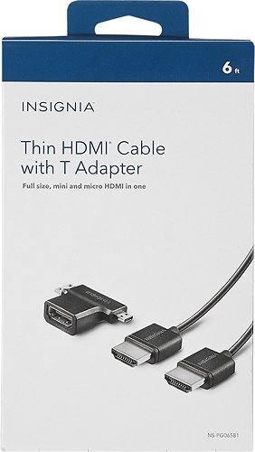 Insignia™ 6' HDMI Cable and T-Adapter - Matte Black WORLDWIDE DELIVERY