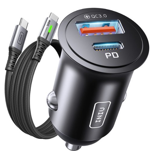 INIU - 60W USB-C Car Charger, 2-Ports Fast Charging, with 100W USB-C Cable for iPhone, Samsung, etc. - Black-Front_Standard 