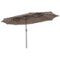 Costway - 15FT Twin Patio Double-Sided Umbrella 48 Solar LED Lights Crank Outdoor - Coffee-Front_Standard