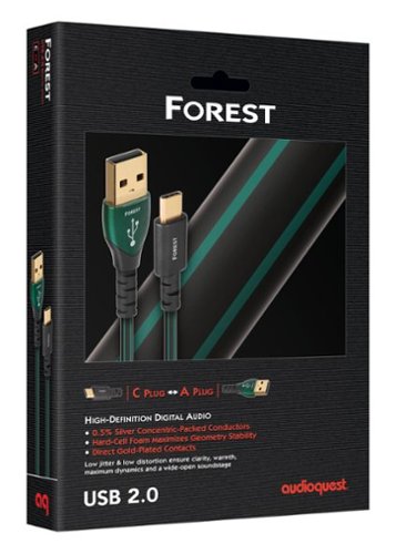 AudioQuest Forest USB-C > A 2.5' Digital  High-Definition Audio Cable with USB-C to USB-A Connectors - Black with Green Stripes WORLDWIDE DELIVERY