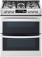 LG - 6.9 Cu. Ft. Slide-In Double Oven Gas True Convection Range with EasyClean and ThinQ Technology - Stainless Steel-Front_Standard