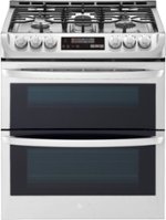 LG - 6.9 Cu. Ft. Self-Cleaning Slide-In Double Oven Gas Smart Wi-Fi Range with ProBake Convection - Stainless steel - Front_Standard