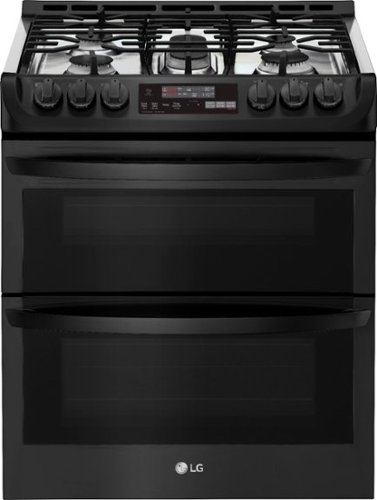 LG - 6.9 Cu. Ft. Self-Cleaning Slide-In Double Oven Gas Smart Wi-Fi Range with ProBake Convection - Matte Black Stainless Steel-Front_Standard 
