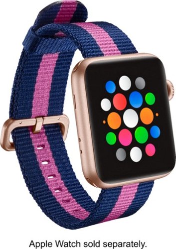  Modal - Stainless Steel Woven Nylon Watch Band for Apple Watch 42mm, 44mm (Series 1-8) and Apple Watch Ultra 49mm - Pink/Navy Blue