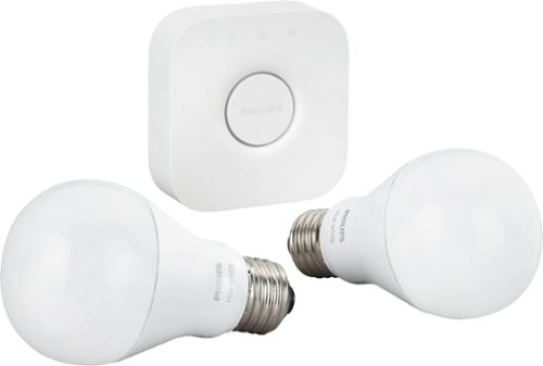 Philips - Hue A19 60W Equivalent Wireless Starter Kit - California Residents - White-Front_Standard 