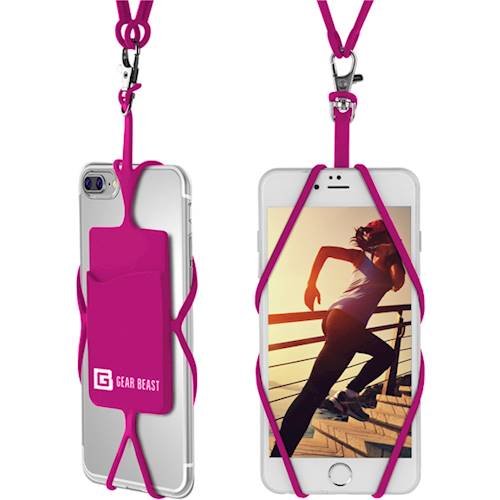 Gear Beast Cell Phone Lanyard Holder with Card Holder - Hot Pink GLOBAL SHIPPING