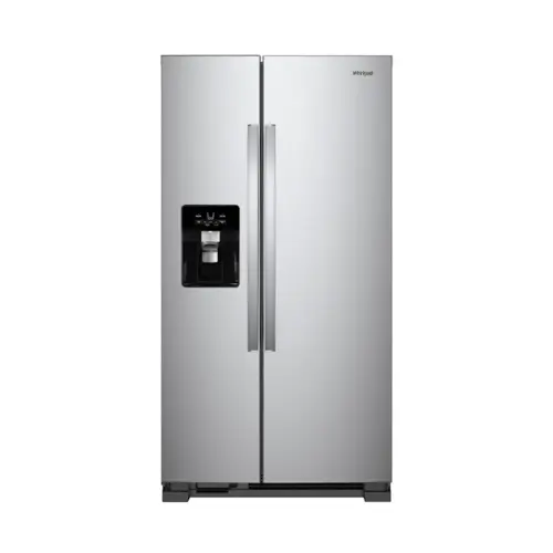 Front. Whirlpool - 24.6 Cu. Ft. Side-by-Side Refrigerator - Monochromatic Stainless Steel.