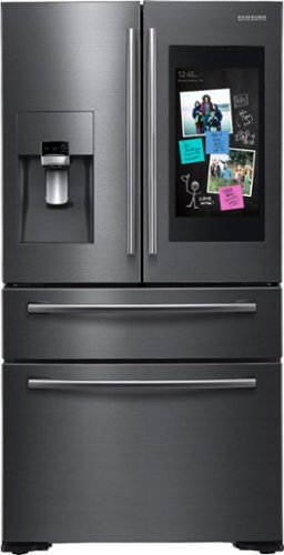  Samsung - Family Hub 22.2 Cu. Ft. 4-Door French Door Counter-Depth Refrigerator - Black Stainless Steel