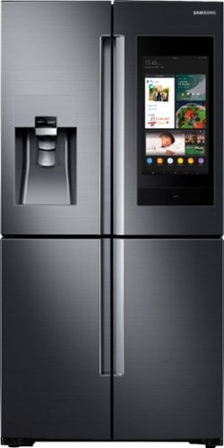 Samsung - Family Hub 28 Cu. Ft. 4-Door Flex French Door  Fingerprint Resistant Refrigerator - Black stainless steel