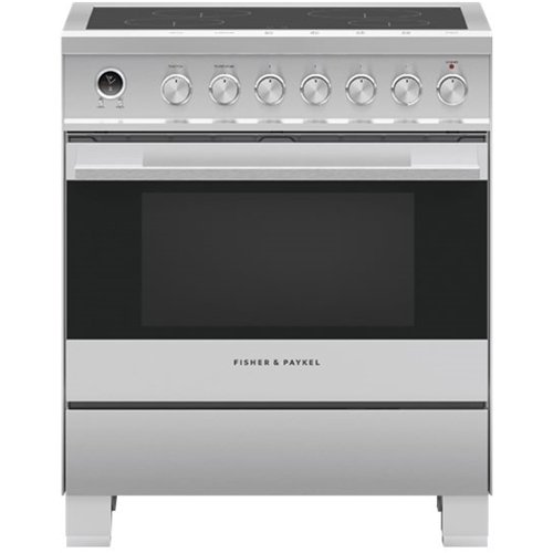 Fisher & Paykel - 3.5 Cu. Ft. Self-Cleaning Freestanding Electric Induction Convection Range - Stainless steel/black glass