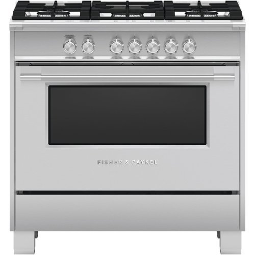 Fisher & Paykel - 4.9 Cu. Ft. Freestanding Gas Convection Range - Brushed stainless steel/black glass
