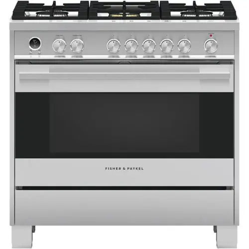 Front. Fisher & Paykel - 4.9 Cu. Ft. Self-Cleaning Freestanding Dual Fuel Convection Range - Stainless Steel.