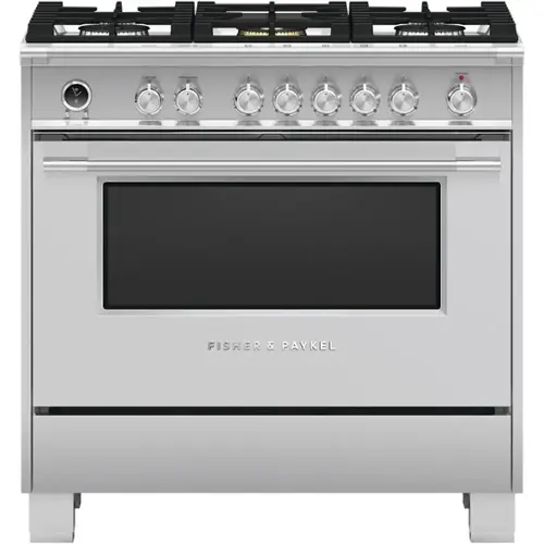 Front. Fisher & Paykel - 4.9 Cu. Ft. Self-Cleaning Freestanding Dual Fuel Convection Range - Stainless Steel.