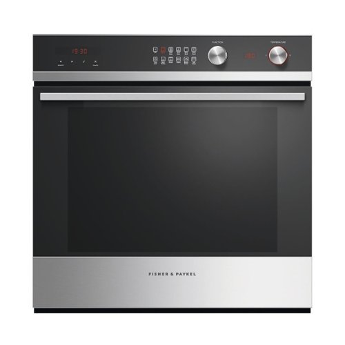 Fisher & Paykel - 23.5" Built-In Single Electric Convection Wall Oven - Polished Stainless Steel/Black Glass