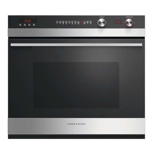 Fisher & Paykel - 29.9" Built-In Single Electric Convection Wall Oven - Brushed stainless steel/black glass