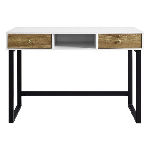 Walker Edison - Juno Farmhouse Wood Writing Desk - Barnwood White-Front_Standard 