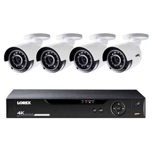  Lorex - 8-Channel, 4-Camera Indoor/Outdoor Wired 4K 1TB DVR Security System