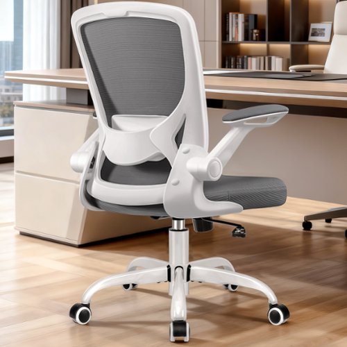 KERDOM - Colorful Mesh Ergonomic Office Chair with Adjustable Lumbar Support & Height, Swivel Desk Chair with Flip-up Arms, Tilt - Dark Gray-Front_Standard 