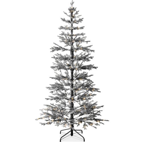 Best Choice Products - Pre-Lit Sparse Flocked Christmas Tree w/ 2-in-1 LEDs, Cordless Connection - Black-Front_Standard 