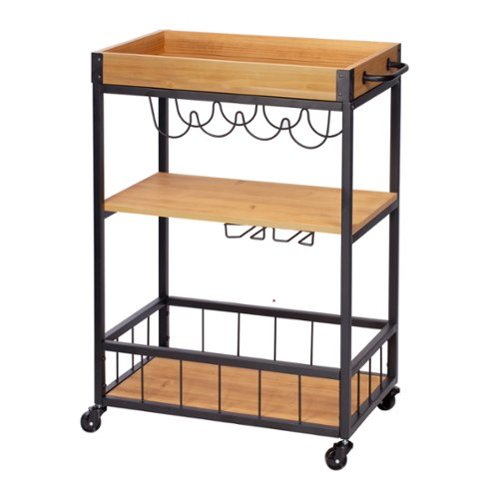 Honey-Can-Do - Industrial Rolling Bar Cart with Removable Serving Tray - Black-Angle_Standard 