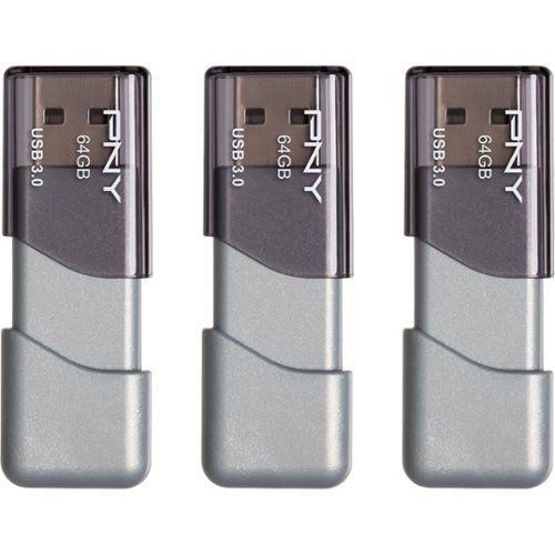 PNY - Turbo Attach 3 64GB USB 3.0 Type A Flash Drive, 3-Pack