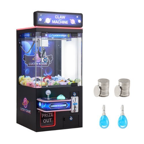 VEVOR - Claw Crane Machine, Medium-Sized Arcade Game Machine with Light & Sound, Adjustable Steel Claws, Precise Toy Candy - Black, Purple-Front_Standard 