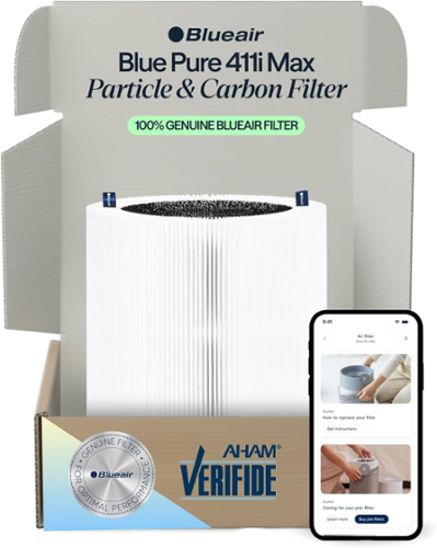 Blueair - F4MAX Replacement Filter for 411i Max & 411a Max Air Purifiers AHAM Certified HEPASilent 99.97% Particle & Odor - Black-Front_Standard 