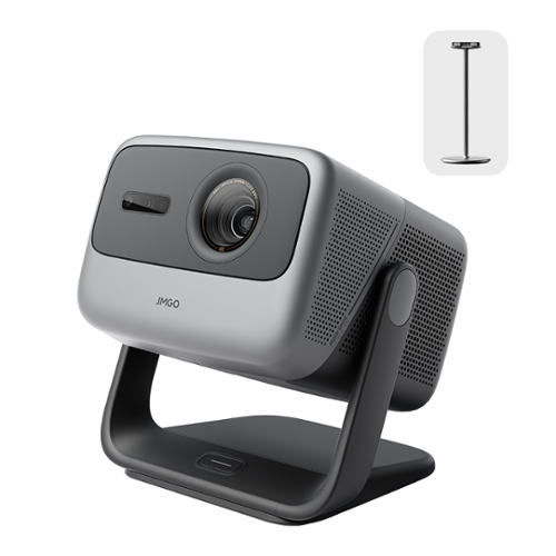 JmGO - N1S Infinity 4K UHD Triple Laser Projector with Floor Stand 2450 ISO Lumens Google TV Blu-ray 3D Movie 20W Dolby Audio - Dark Gray-Front_Standard 