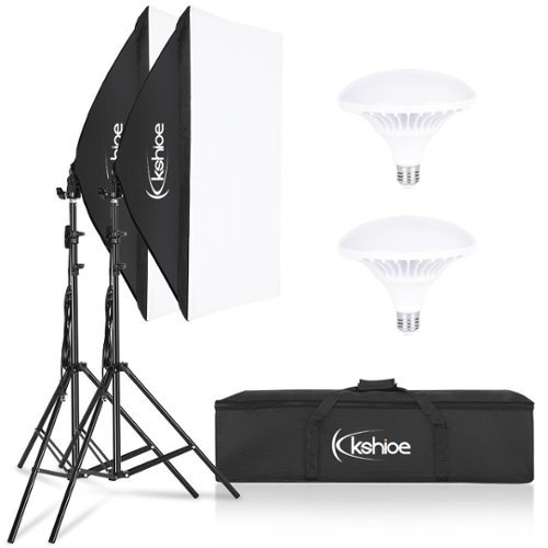 Winado - Lighting Kit, Photo Equipment Studio Softbox 20" x 27", with E27 Socket and 2x5500K Instant Brightness Energy Saving - Black-Front_Standard 