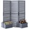 Outsunny - Privacy Screen w/ 4 Planter Box - Gray-Front_Standard