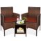 Best Choice Products - 3-Piece Outdoor Wicker Conversation Patio Bistro Set, w/ 2 Chairs, Table - Brown/Dark Rust-Front_Standard