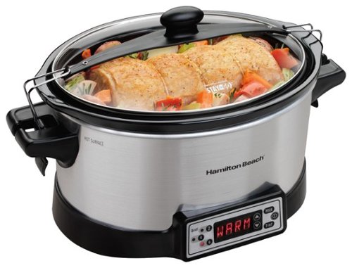  Hamilton Beach - Programmable Right Size Multi-Quart Slow Cooker - Stainless-Steel