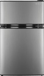 Insignia™ - 3.0 Cu. Ft. Mini Fridge with Top Freezer - Stainless steel - Front_Standard