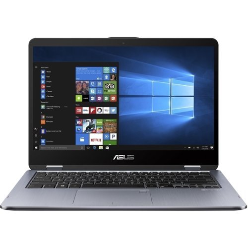 ASUS - VivoBook Flip 14 TP410UA 2-in-1 14" Touch-Screen Laptop - Intel Core i7 - 8GB Memory - 1TB + 8GB Hybrid Hard Drive - Star Gray-Front_Standard 