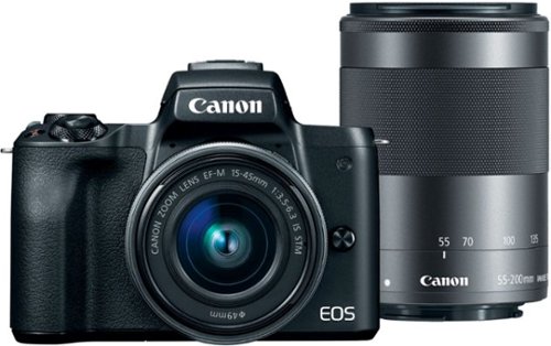 Canon - EOS M50 Mirrorless Camera Two Lens Kit with EF-M 15-45mm f/3.5-6.3 IS STM and EF-M 55-200mm 1:4.5-6.3 IS STM Zoom Lenses - Black