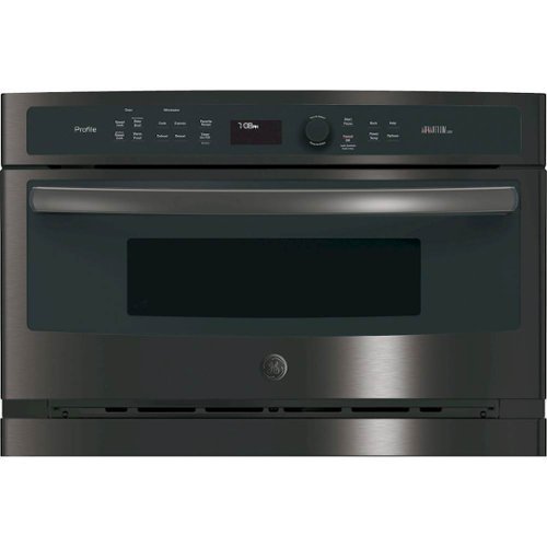 GE Profile - Advantium 27" Built-In Single Electric Convection Wall Oven - Black stainless steel