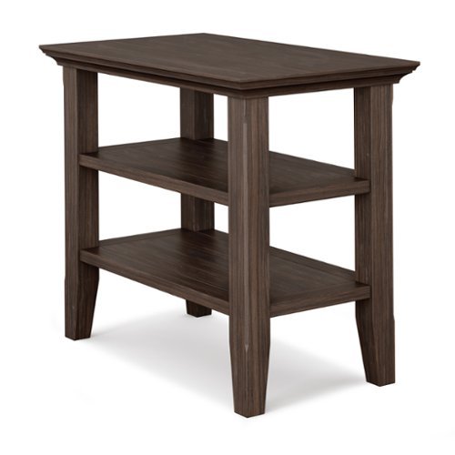 Simpli Home - Acadian SOLID WOOD 14 inch Wide Rectangle Transitional Narrow Side Table - Farmhouse Brown-Front_Standard 