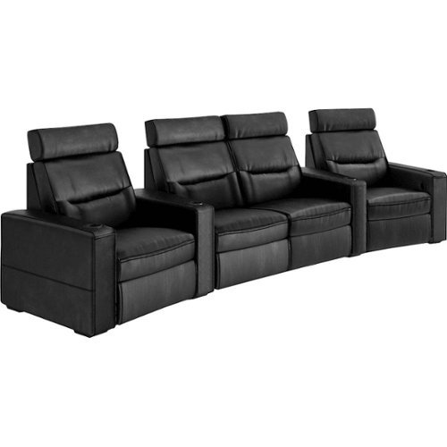 Salamander Designs - AV Basics TC3 Curved 4-Seat Power Recline Home Theater Seating with Middle Loveseat - Black