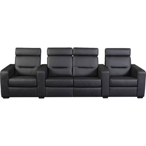Salamander Designs - AV Basics TC3 Straight 4-Seat Power Recline Home Theater Seating with Middle Loveseat - Black